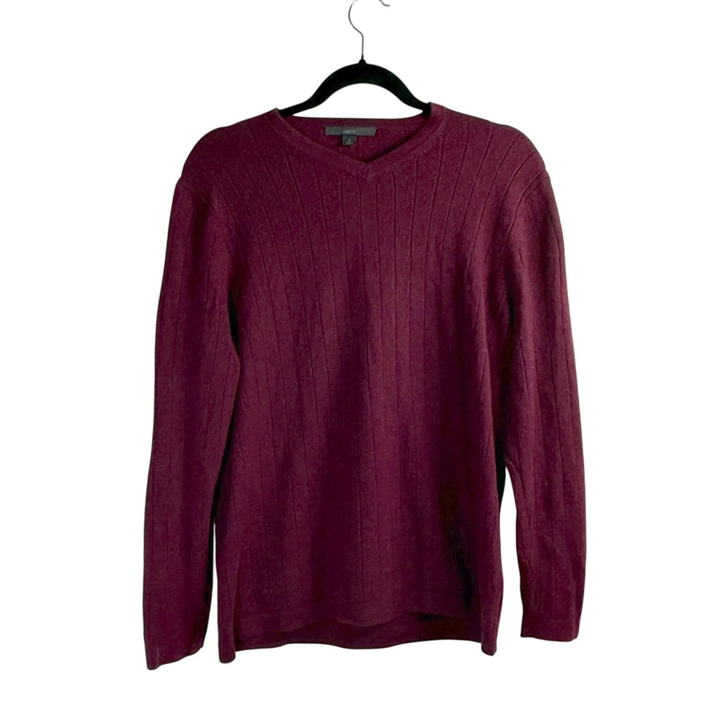 Apt 9 Burgundy V-Neck Ribbed 100% Cashmere Sweater Medium Lush